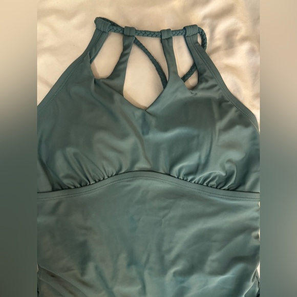 Merona Forest Green on piece bathing suit - Picture 2 of 9